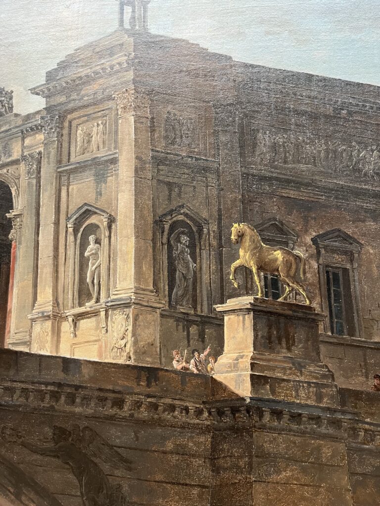 A close-up of the architecture in Robert's painting